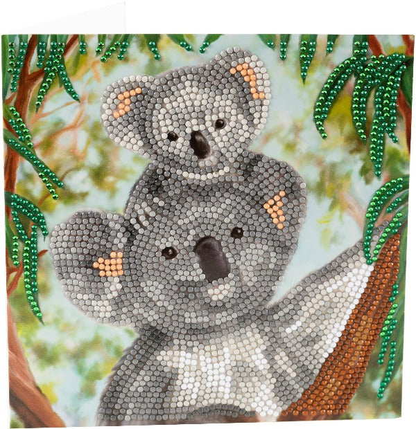 "Koala Cuddles" 18x18cm Crystal Art Card