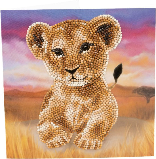 "Lion Cub" 18x18cm Crystal Art Card