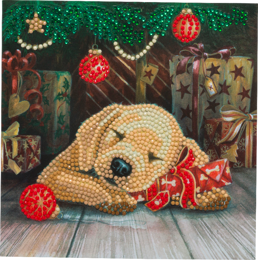 CCK-A74: "Sleepy Puppy" 18x18cm Crystal Art Card