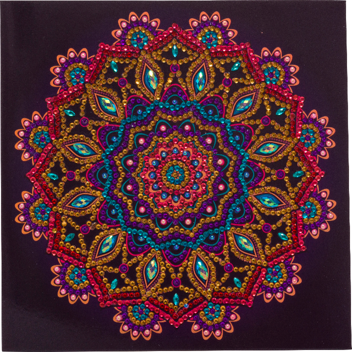 CCK-A75: "Purple Mandala" 18x18cm Crystal Art Card