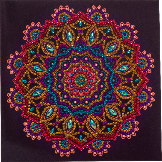 CCK-A75: "Purple Mandala" 18x18cm Crystal Art Card