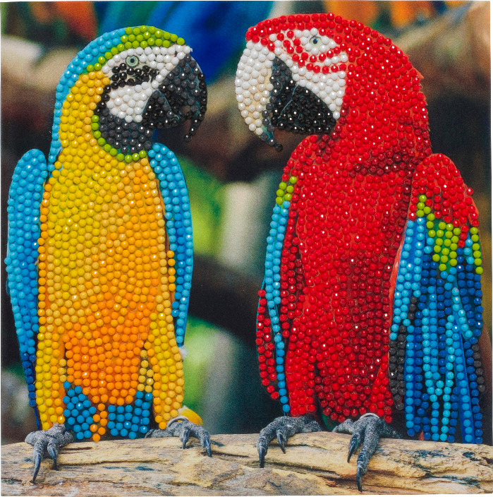 CCK-A76: "Parrot Friends" 18x18cm Crystal Art Card