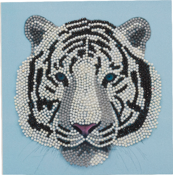 CCK-A77: "White Tiger Head" 18x18cm Crystal Art Card