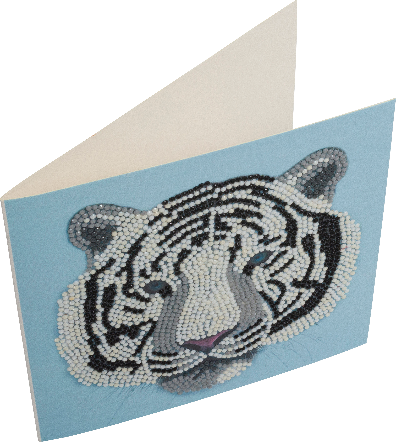 CCK-A77: "White Tiger Head" 18x18cm Crystal Art Card