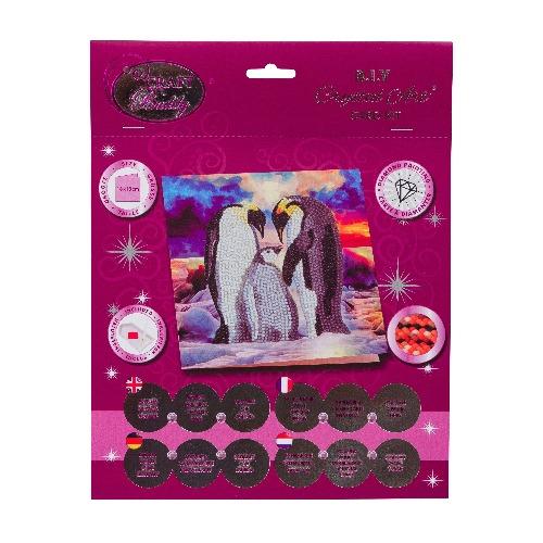 CCK-A83: "Penguin Family" 18x18cm Crystal Art Card