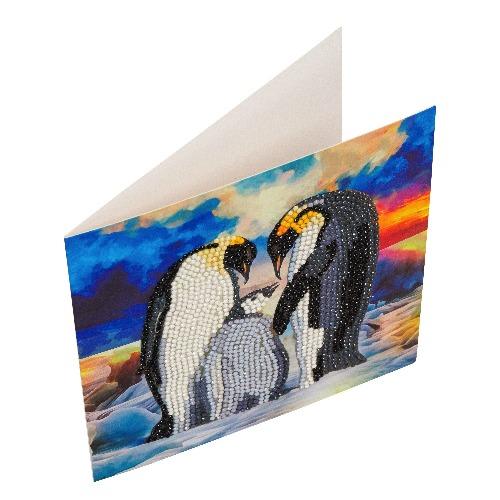 CCK-A83: "Penguin Family" 18x18cm Crystal Art Card