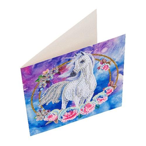 CCK-A85: "Unicorn Garland" 18x18cm Crystal Art Card