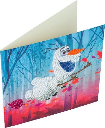 CCK-DNY801: Floating Olaf, 18x18cm Crystal Art Card
