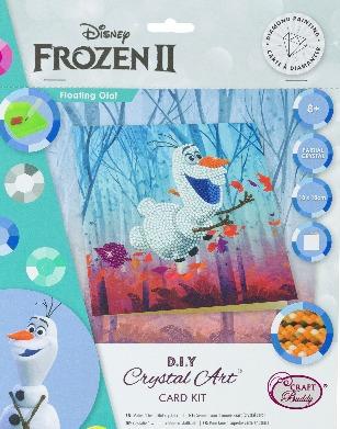 CCK-DNY801: Floating Olaf, 18x18cm Crystal Art Card