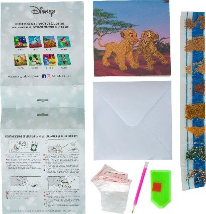 CCK-DNY802: Simba and Nala, 18x18cm Crystal Art Card