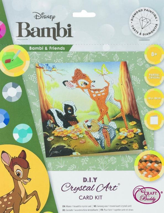 CCK-DNY804: Bambi and Friends, 18x18cm Crystal Art Card