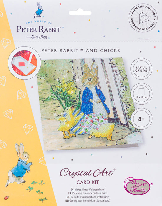 CCK-PRBT04: Peter Rabbit and Chicks 18x18cm Crystal Art Card