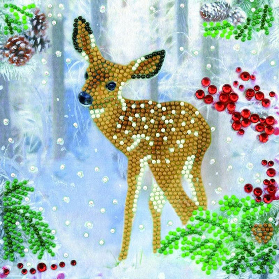 CCK-XM97: Festive Fawn, 18x18cm Crystal Art Card