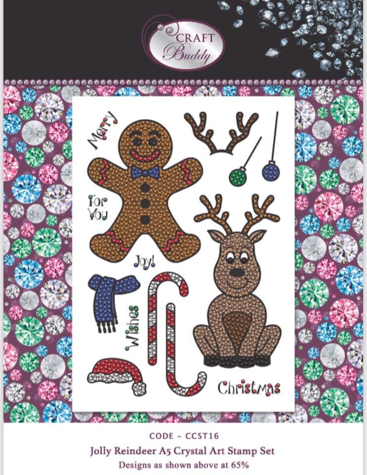 CCST16: Craft Buddy Jolly Reindeer A5 Crystal Art Stamp Set