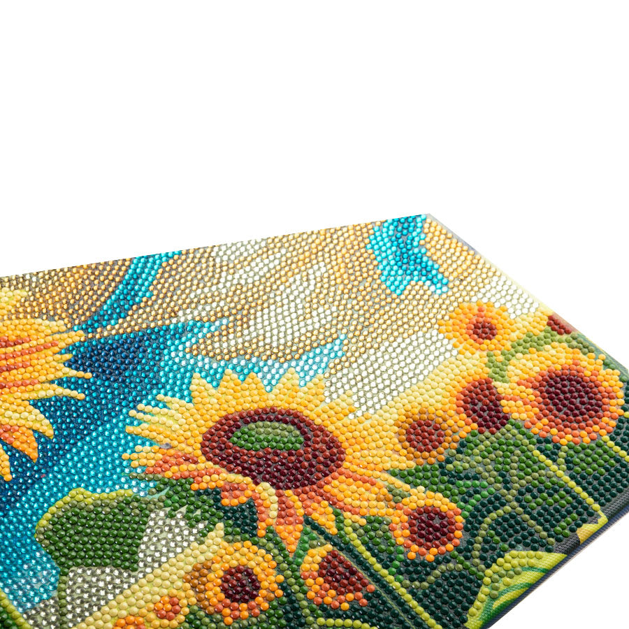 “Golden Sunflower Blooms” Crystal Art Kit 30x30cm Close up 