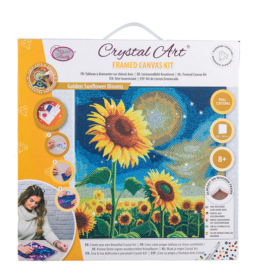 “Golden Sunflower Blooms” Crystal Art Kit 30x30cm