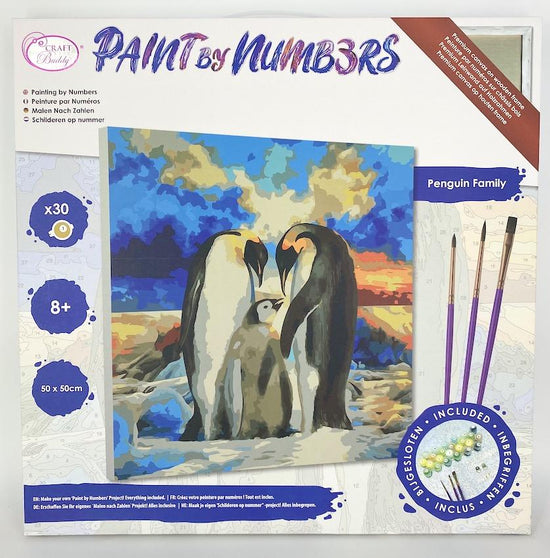 PBN5050B: "Penguin Family" Craft Buddy 50cmx50cm Paint By Numb3rs Kit