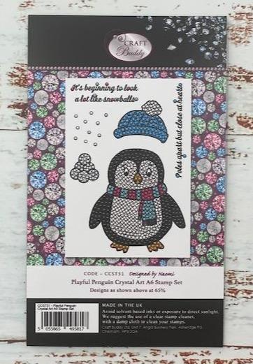 CCST31: Craft Buddy Crystal Art Playful Penguin A6 Stamp Set