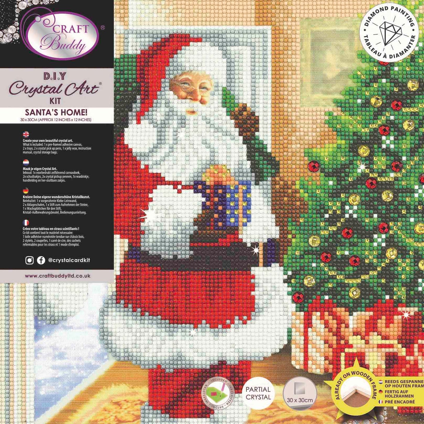 CAK-A107M: Santa's Here! 30x30cm Crystal Art Kit