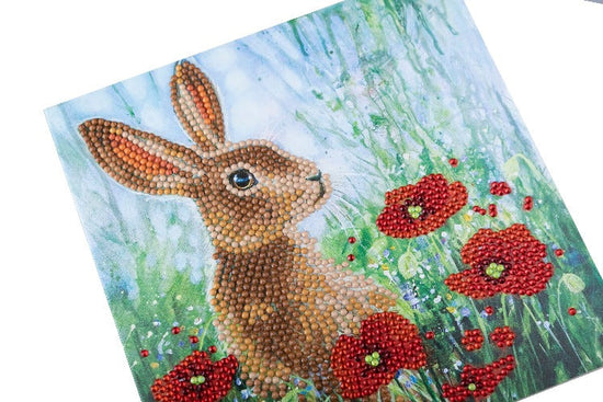 CCK-A101: "Wild Poppies and the Hare" 18x18cm Crystal Art Card