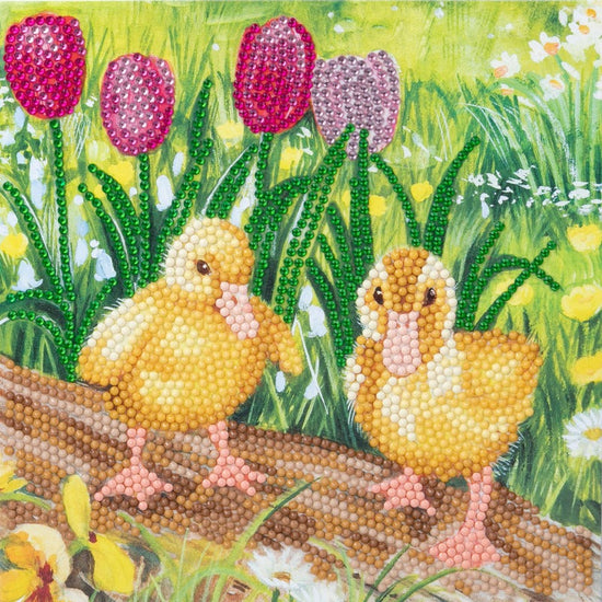 CCK-A98: "Spring Chicks" 18x18cm Crystal Art Card