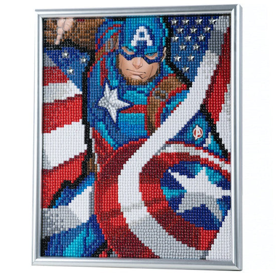 CAM-MCU930-WHITE: Captain America Crystal Art Framed Picture Kit 21x25m