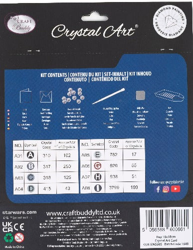 Rey 18x18cm Crystal Art Card - Back Packaging