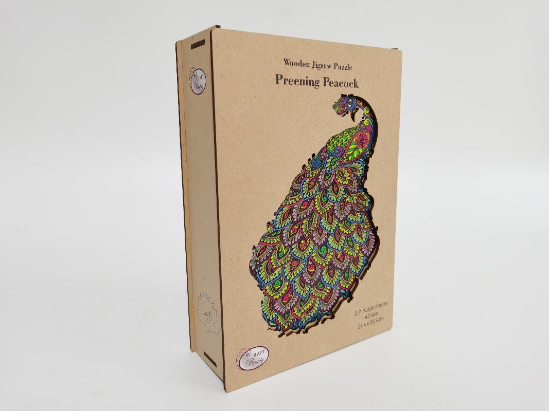 PUZZWD-02: Craft Buddy A3 Wooden Puzzle - PEACOCK
