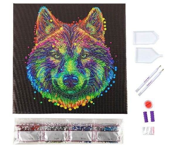 "Colourful Wolf" 30x30cm Crystal Art Kit