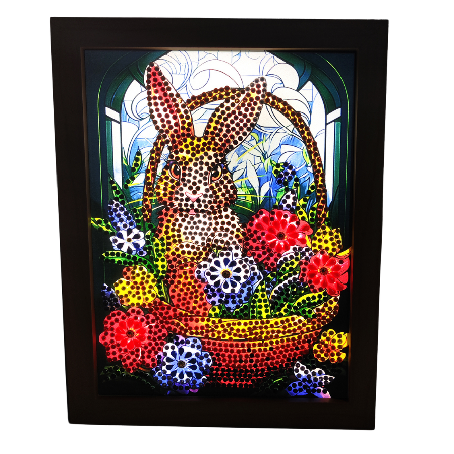 "Rabbit" Crystal Art Small LED Frame White Light On