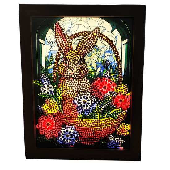 "Rabbit" Crystal Art Small LED Frame Yellow Light On