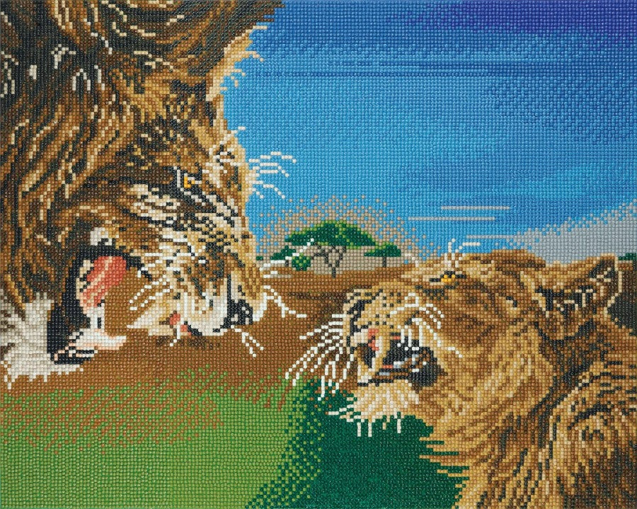 Raging Lions, 40x50cm Crystal Art Kit
