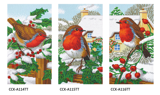 CAK-A113TT: Robin Friends Part 1, 40x22cm Triptych Crystal Art Kit