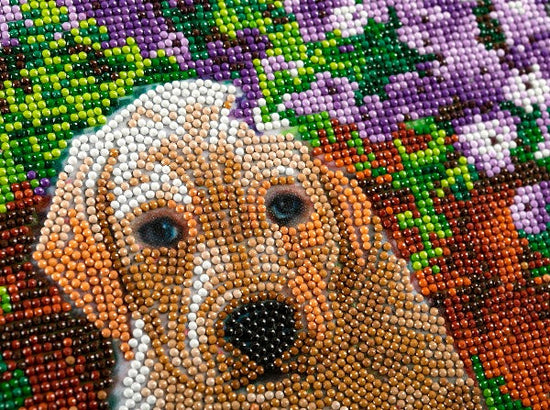 "Floral Pup" 30x30cm Crystal Art Kit