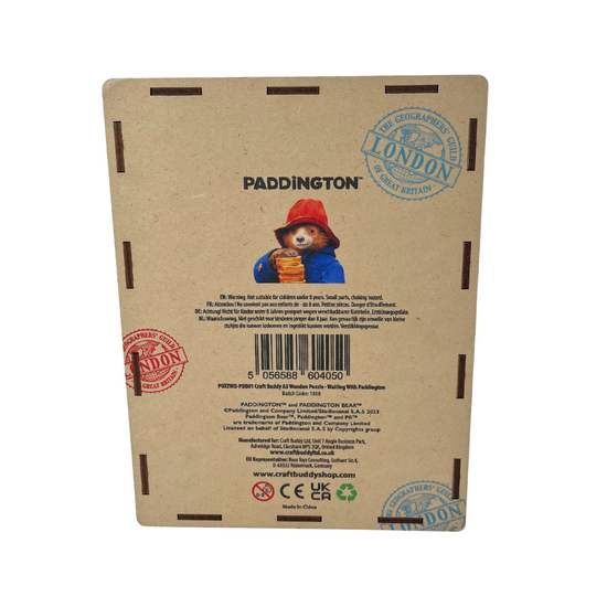 Waiting With Paddington - A3 Wooden Puzzle Back packaging