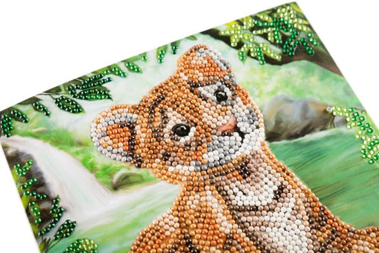 "Tiger Cub" 18x18cm Crystal Art Card