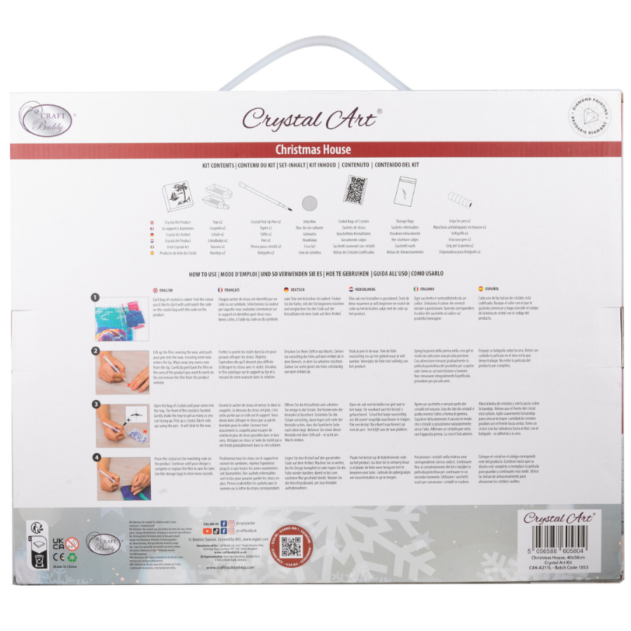 Christmas House 40x50cm Crystal Art Kit Back Packaging