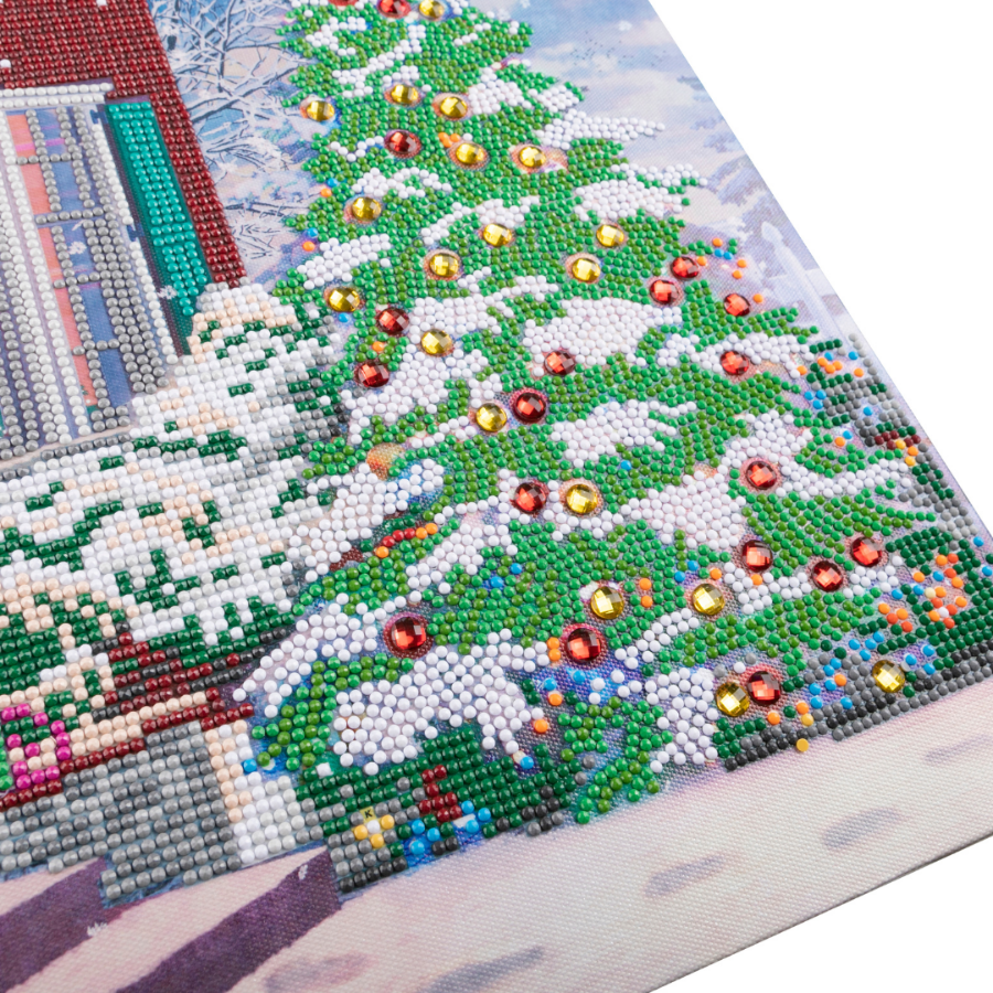 Christmas House 40x50cm Crystal Art Kit Close Up