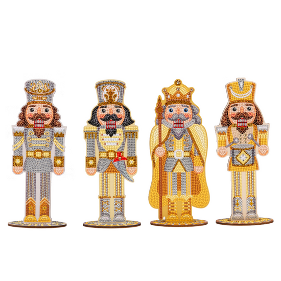 Crystal Art Nutcrackers MDF - Gold and Silver Front View