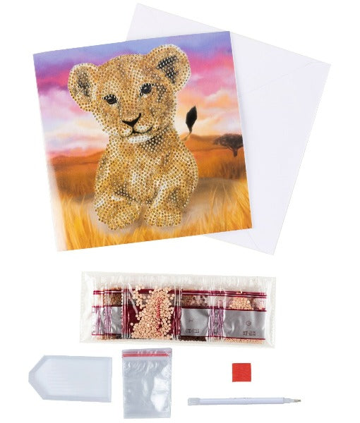 "Lion Cub" 18x18cm Crystal Art Card