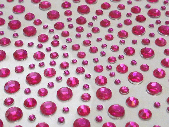 325 x 2,3,4,5mm Hot Pink Self Adhesive Gems
