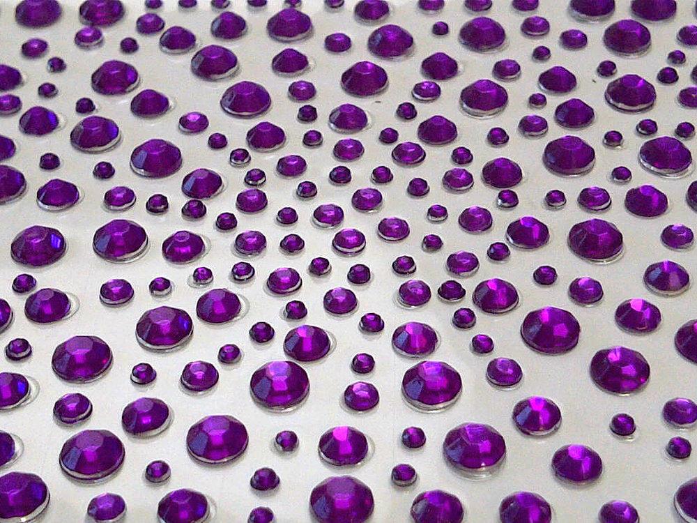 325 x 2,3,4,5mm Purple Self Adhesive Gems