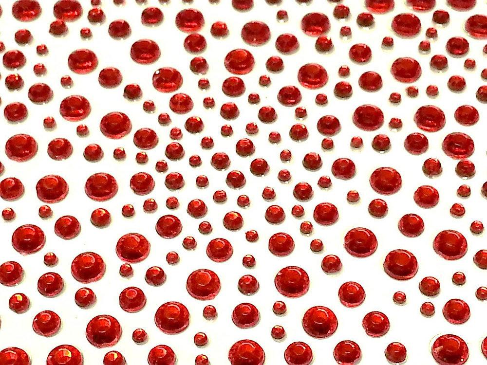 325 x 2,3,4,5mm Red Self Adhesive Gems