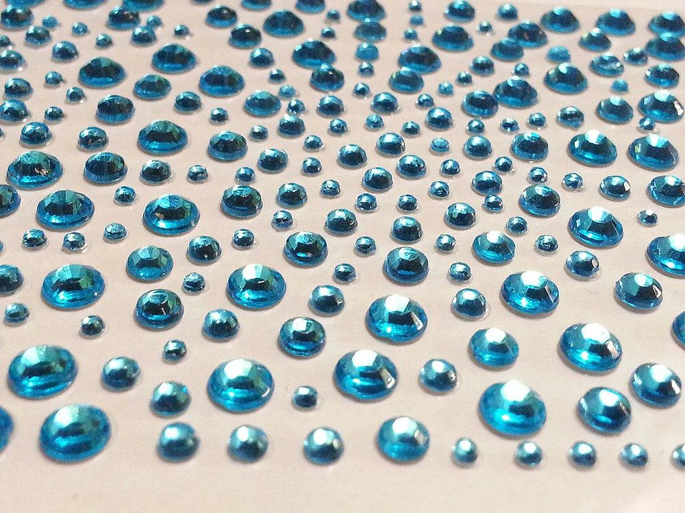 325 x 2,3,4,5mm Turquoise Self Adhesive Gems