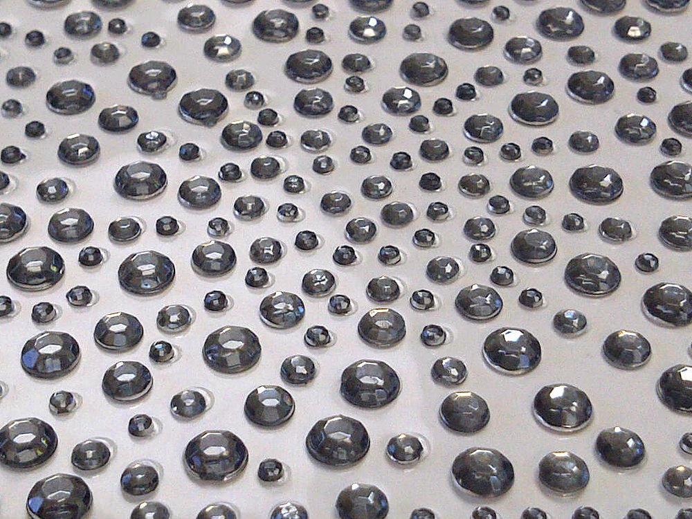 325 x 2,3,4,5mm Grey Self Adhesive Gems