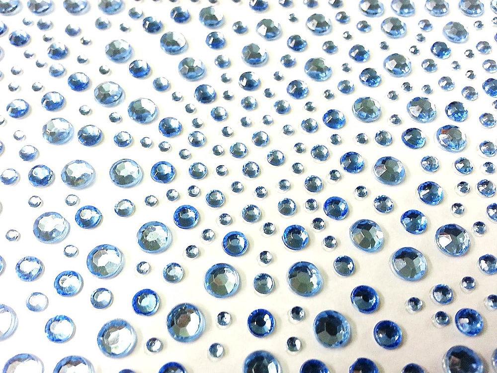 325 x 2,3,4,5mm Baby Blue Self Adhesive Gems