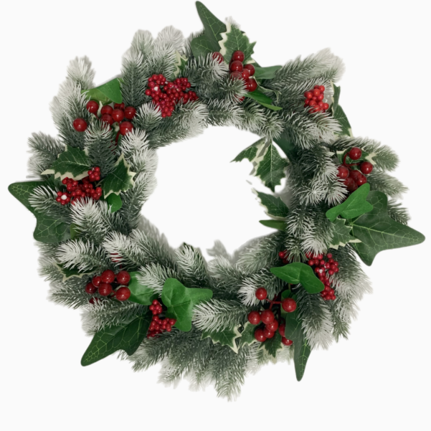 Forever Flowerz Winter Holly Wreath - 33cm
